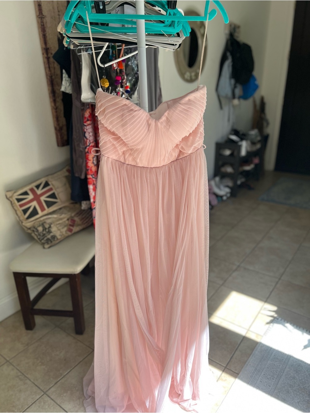 Sleeveless Blush Pink Pleated Chiffon Maxi/Prom/Wedding Dress